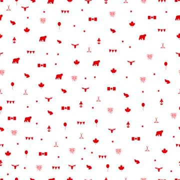 Canada Day symbols seamless pattern. Vector illustration. Stock Illustration