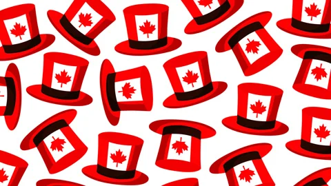 Canada Day Top Hat Pattern Background with Maple Leaf Patriotic Theme Stock Footage 336168736