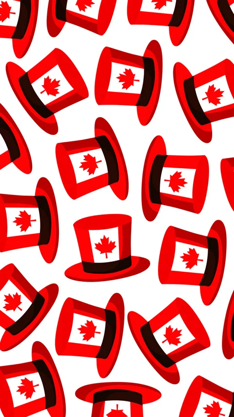 Canada Day Top Hat Pattern With Maple Leaf Celebration Animation Stock Footage 336186233