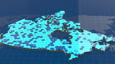 Canada Digital Data Grid Network Map Technology Background Stock Footage 310971988