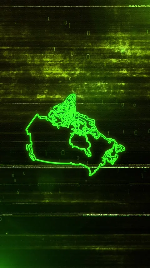 Canada Digital Futuristic Glitch Map Stock Footage 334592468