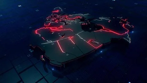 Canada digital map 4k  Stock Photos