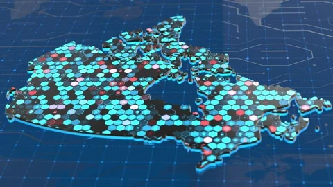 Canada Digital Network Cybersecurity Map Big Data Visualization Stock Footage 310971987