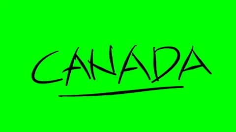 Canada drawing text on green background Stock Footage 128892737