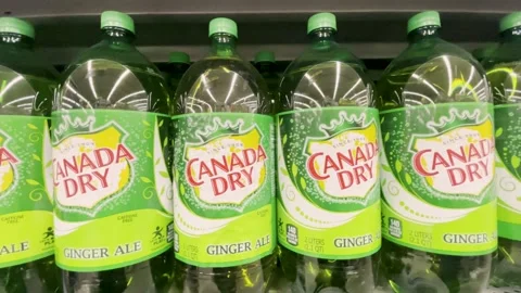 Canada Dry Ginger Ale 2 ltr on Grocery store shelves Stock Footage 238057720