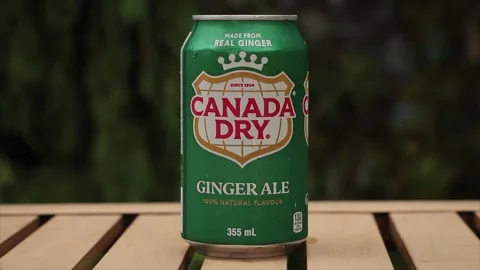 Canada dry ginger ale made from real ginger 100 percent natural flavour green Stock Footage 249425058