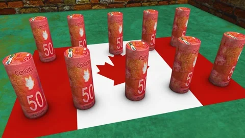 Canada Flag - 50 Dollar Currency Concept - 1 Video stock 269807611