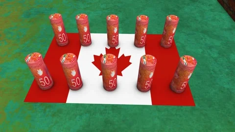 Canada Flag - 50 Dollar Currency Concept - 2 Video stock 269808982