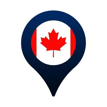 Canada flag and map pointer icon. National flag location icon vector design,  Stock Illustration