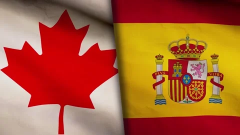 Canada flag and Spain Video stock 315120591