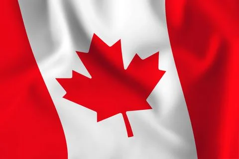 Canada flag at an angle with fabric texture. Stock Photos