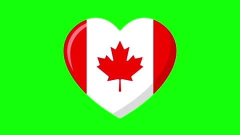 Canada flag animated bouncing heart-shaped flag with maple leaf pulse loop .. Stock Footage 345505528