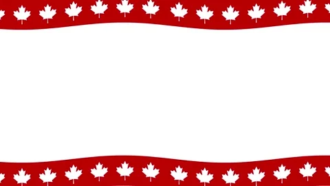 Canada flag animated patriotic theme waving top and bottom borders 4k white.. Stock Footage 346236372
