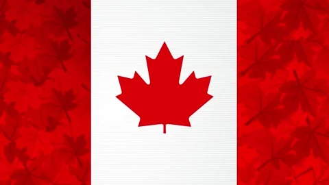 Canada flag animation with maple leaf ornament Stock Footage 242074363