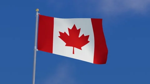 Canada flag attached to a pole and flying in the wind Stock-Footage 136687788