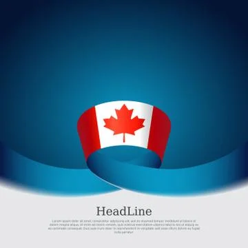 Canada flag background. Canada flag wavy ribbon on blue white background Stock Illustration