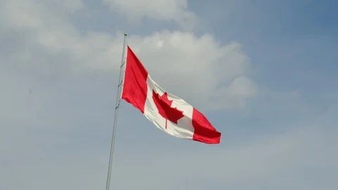 Canada flag blowing in wind Stock Footage 92920118