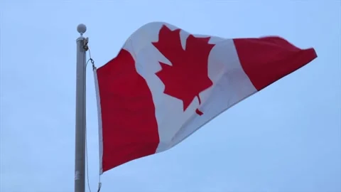 Canada Flag Blowing In The Wind. Stock Footage 150240289