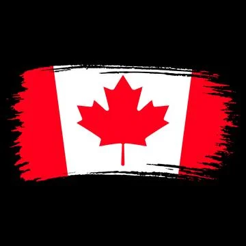 Canada Flag Brush Stroke Effect Isolated Black Background Maple Lea 库存插图