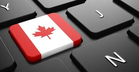 Canada - Flag on Button of Black Keyboard. Stock Illustration