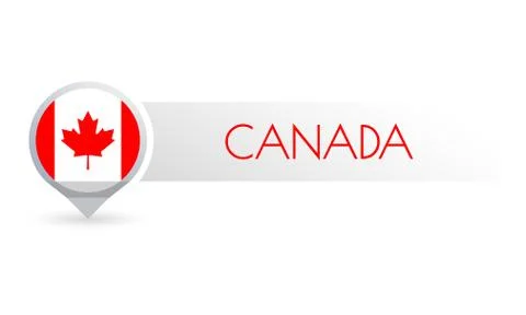 Canada flag. Circle flag button in the map marker shape. Canadian country icon Illustrazione stock