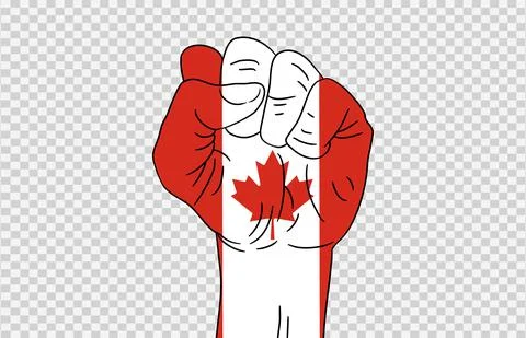 Canada flag colored hand isolated on png or transparent  background, Symbols Stock Illustration