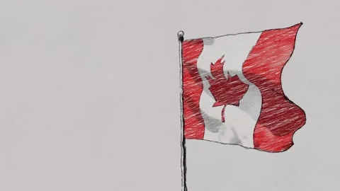 Canada Flag In Colored Pencils Loop Stock Footage 141503593