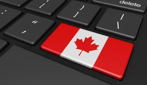 Canada Flag Computer Button Key Stock Illustration