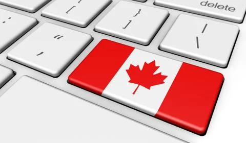 Canada Flag On Computer Key Stock Illustration