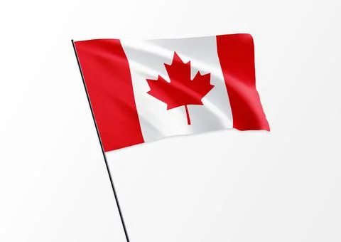 Canada flag flying high in the isolated background Canada independence day.  Stock Illustration