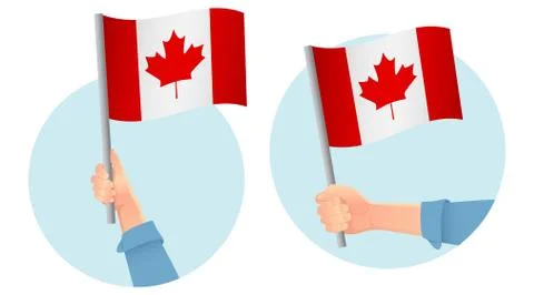 Canada flag in hand icon Stock Illustration