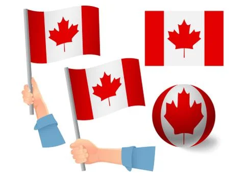 Canada flag in hand icon Illustrazione stock