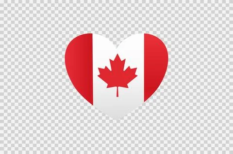 Canada flag in heart shape isolated  on png or transparent  background,Symbol Illustrazione stock