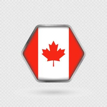 Canada flag in a hexagon frame. Stock Illustration