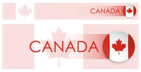 Canada flag horizontal web banner in modern neomorphism style. Webpage Cana.. イラスト素材