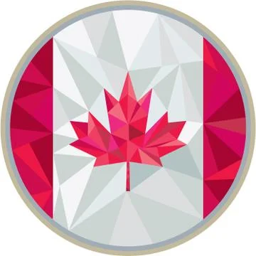 Canada Flag Icon Circle Low Polygon Stock Illustration
