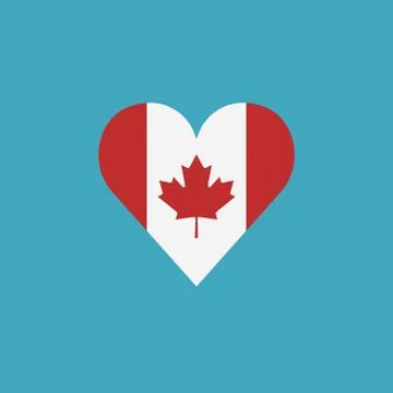 Canada flag icon in a heart shape in flat design Stock Illustration