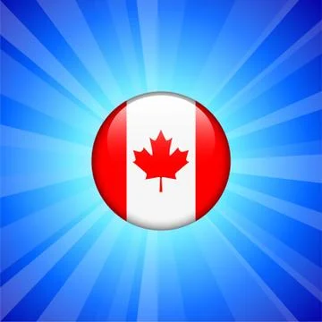 Canada Flag Icon on Internet Button Stock Illustration