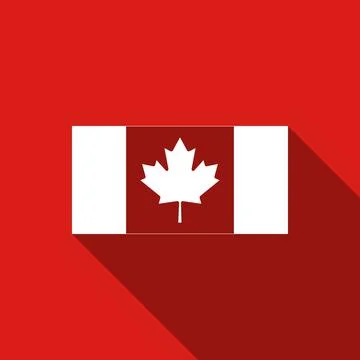 Canada flag icon isolated with long shadow. Flat design. Vector Illustration Stock Illustration