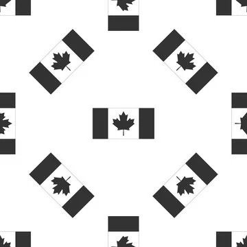 Canada flag icon seamless pattern on white background. Flat design. Vector Stock Illustration