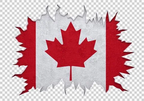 Canada flag inside cracked wall 스톡 일러스트