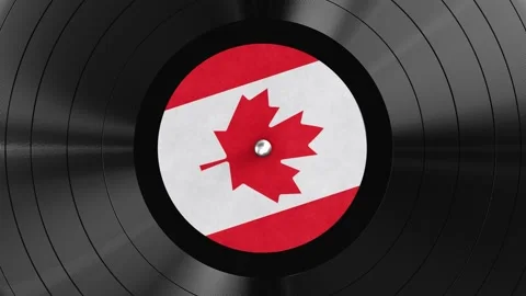 Canada flag label vinyl record looping spin 3D animation Stock-Footage 153089923