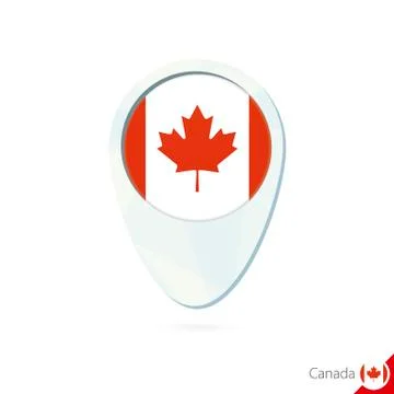 Canada flag location map pin icon on white background. Stock Illustration