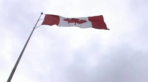 Canada flag - low angle Stock Footage 11824815
