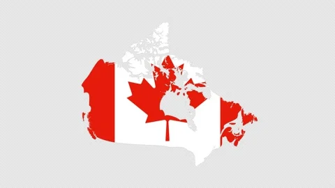 Canada Flag on Map, Canada map white outline, Animated close up map of Canada Stock Footage 206352300