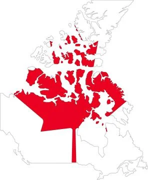 Canada Flag in Map, Canada Map with Flag, Country Map, Canada Map with Flag.. Illustrazione stock