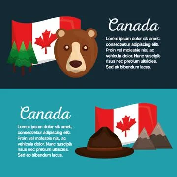 Canada flag map monument Stock-Illustration