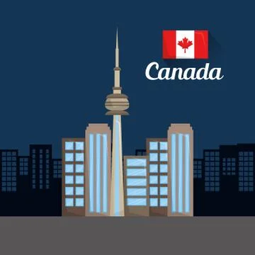 Canada flag map monument Illustration