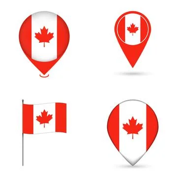 Canada Flag Map Pin Icons Set Collection. イラスト素材