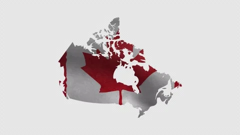 Canada Flag Map Waving in the Wind on Transparent Background Seamless Loop Vídeo Stock 337735258